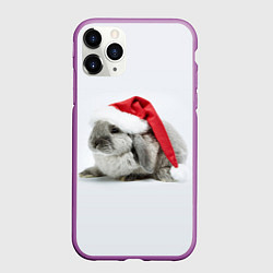 Чехол iPhone 11 Pro матовый Рождественский кролик - 2023, цвет: 3D-фиолетовый