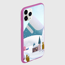 Чехол iPhone 11 Pro матовый Зимние горы - минимализм, цвет: 3D-фиолетовый — фото 2