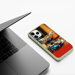 Чехол iPhone 11 Pro матовый Team Sonic racing - hedgehog - video game, цвет: 3D-салатовый — фото 2