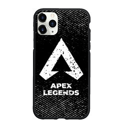 Чехол iPhone 11 Pro матовый Apex Legends с потертостями на темном фоне, цвет: 3D-черный