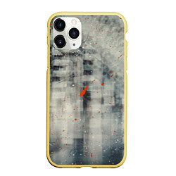 Чехол iPhone 11 Pro матовый Серый туман и оранжевые краски, цвет: 3D-желтый