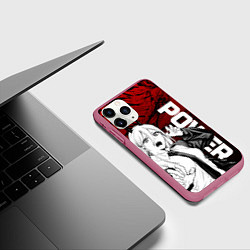 Чехол iPhone 11 Pro матовый Пауэр : Человек-бензопила, цвет: 3D-малиновый — фото 2