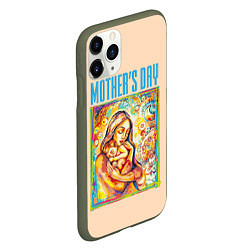Чехол iPhone 11 Pro матовый Mothers Day - дитя с матерью, цвет: 3D-темно-зеленый — фото 2