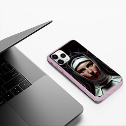 Чехол iPhone 11 Pro матовый Нейросеть: монахиня, цвет: 3D-розовый — фото 2