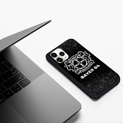 Чехол iPhone 11 Pro матовый Bayer 04 с потертостями на темном фоне, цвет: 3D-черный — фото 2