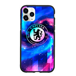 Чехол iPhone 11 Pro матовый Chelsea неоновый космос, цвет: 3D-черный