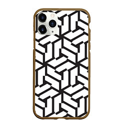 Чехол iPhone 11 Pro матовый Чёрно-белый бесконечный лабиринт, цвет: 3D-коричневый