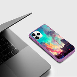 Чехол iPhone 11 Pro матовый Разъяренный город, цвет: 3D-фиолетовый — фото 2
