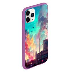 Чехол iPhone 11 Pro матовый Разъяренный город, цвет: 3D-фиолетовый — фото 2