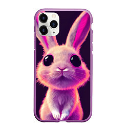 Чехол iPhone 11 Pro матовый Кролик 3Д арт, цвет: 3D-фиолетовый