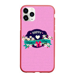 Чехол iPhone 11 Pro матовый Happy Mothers Day - эмблема, цвет: 3D-красный