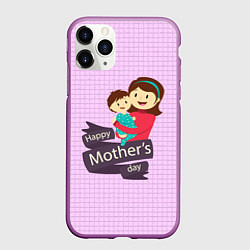 Чехол iPhone 11 Pro матовый Happy Mothers Day - картинка, цвет: 3D-фиолетовый