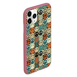 Чехол iPhone 11 Pro матовый Peace symbol pattern, цвет: 3D-малиновый — фото 2