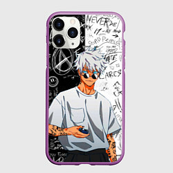 Чехол iPhone 11 Pro матовый Сатору Годжо в очках - магическая битва, цвет: 3D-фиолетовый