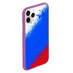 Чехол iPhone 11 Pro матовый Флаг России - триколор, цвет: 3D-фиолетовый — фото 2