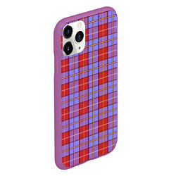 Чехол iPhone 11 Pro матовый Ткань Шотландка красно-синяя, цвет: 3D-фиолетовый — фото 2
