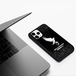 Чехол iPhone 11 Pro матовый Hollywood Undead с потертостями на темном фоне, цвет: 3D-черный — фото 2