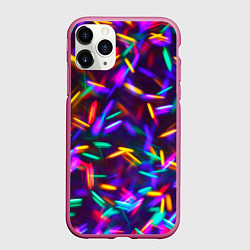 Чехол iPhone 11 Pro матовый Цветомузыка, цвет: 3D-малиновый