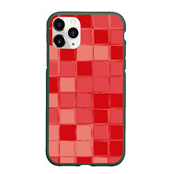 Чехол iPhone 11 Pro матовый Красный паттерн из кубов, цвет: 3D-темно-зеленый
