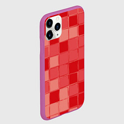 Чехол iPhone 11 Pro матовый Красный паттерн из кубов, цвет: 3D-фиолетовый — фото 2