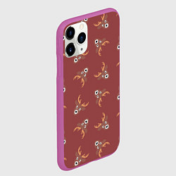 Чехол iPhone 11 Pro матовый Эстетика: праздничные олени на бордовом фоне, цвет: 3D-фиолетовый — фото 2