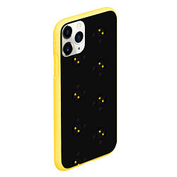 Чехол iPhone 11 Pro матовый Эстетика Черный кот на темном фоне, цвет: 3D-желтый — фото 2