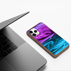 Чехол iPhone 11 Pro матовый Синий с фиолетовым размытый абстрактный узор, цвет: 3D-коричневый — фото 2