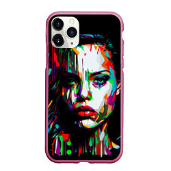 Чехол iPhone 11 Pro матовый Анджелина Джоли - поп-арт, цвет: 3D-малиновый