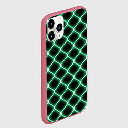 Чехол iPhone 11 Pro матовый Зелёная неоновая сетка, цвет: 3D-малиновый — фото 2