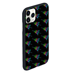 Чехол iPhone 11 Pro матовый Colored triangles, цвет: 3D-черный — фото 2