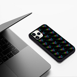 Чехол iPhone 11 Pro матовый Colored triangles, цвет: 3D-черный — фото 2