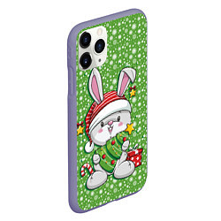 Чехол iPhone 11 Pro матовый Милый кролик с елочкой, цвет: 3D-серый — фото 2