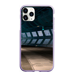Чехол iPhone 11 Pro матовый Коридор космической станции, цвет: 3D-светло-сиреневый