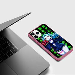 Чехол iPhone 11 Pro матовый Неоновые иероглифы - Rebecca, цвет: 3D-малиновый — фото 2