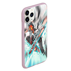 Чехол iPhone 11 Pro матовый Chainsaw man blood, цвет: 3D-розовый — фото 2