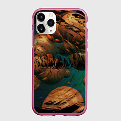 Чехол iPhone 11 Pro матовый Абстрактные планеты, цвет: 3D-малиновый
