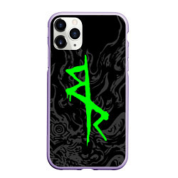 Чехол iPhone 11 Pro матовый Логотип Cyberpunk: Edgerunners - Дэвид, цвет: 3D-светло-сиреневый