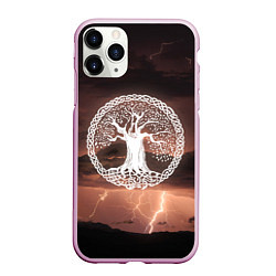Чехол iPhone 11 Pro матовый Yggdrasil white rune, цвет: 3D-розовый