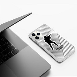 Чехол iPhone 11 Pro матовый Символ Counter Strike на светлом фоне с полосами, цвет: 3D-белый — фото 2