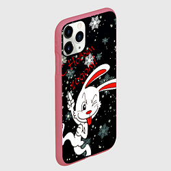 Чехол iPhone 11 Pro матовый Подмигивающий кролик, цвет: 3D-малиновый — фото 2