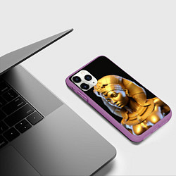 Чехол iPhone 11 Pro матовый Нейросеть - золотая египетская богиня, цвет: 3D-фиолетовый — фото 2
