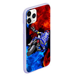 Чехол iPhone 11 Pro матовый Yamaha мотогонки - огонь инь-янь, цвет: 3D-светло-сиреневый — фото 2