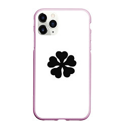 Чехол iPhone 11 Pro матовый Черный пятилистный клевер из аниме - черный клевер, цвет: 3D-розовый