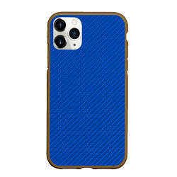 Чехол iPhone 11 Pro матовый Плетёная синяя ткань - паттерн, цвет: 3D-коричневый