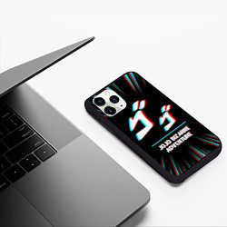 Чехол iPhone 11 Pro матовый Символ JoJo Bizarre Adventure в стиле glitch на те, цвет: 3D-черный — фото 2