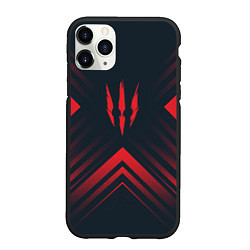 Чехол iPhone 11 Pro матовый Красный символ The Witcher на темном фоне со стрел, цвет: 3D-черный