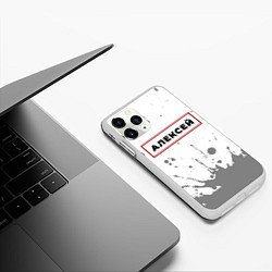 Чехол iPhone 11 Pro матовый Алексей - в красной рамке на светлом, цвет: 3D-белый — фото 2