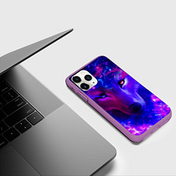 Чехол iPhone 11 Pro матовый Волшебный звездный волк, цвет: 3D-фиолетовый — фото 2