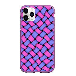 Чехол iPhone 11 Pro матовый Фиолетово-сиреневая плетёнка - оптическая иллюзия, цвет: 3D-фиолетовый