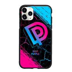 Чехол iPhone 11 Pro матовый Deep Purple - neon gradient, цвет: 3D-черный